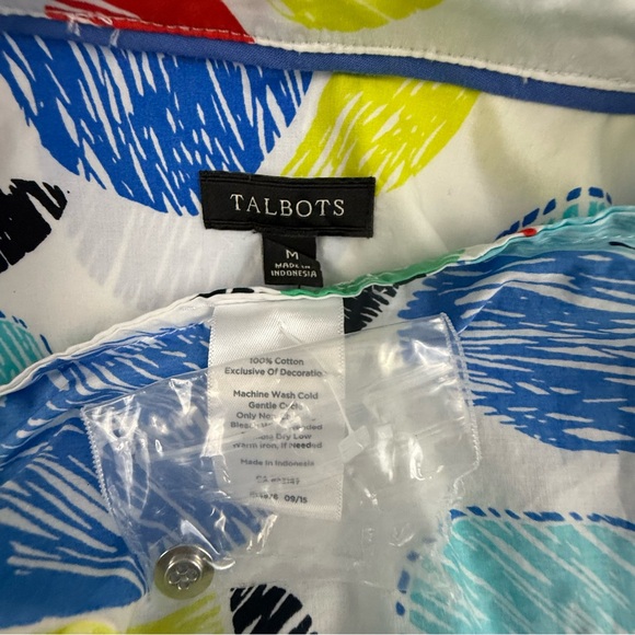 Talbots Shirt Women's Medium Long Sleeve Button Down Apple Print Top - Picture 5 of 12